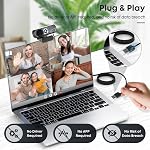 2K Webcam with Microphone, Noise Cancellation, Privacy Cover, Wide-Angle Lens, Auto Light Correction, Plug & Play USB Webcam for Laptop, Desktop, PC, Mac, Zoom, Skype, Streaming