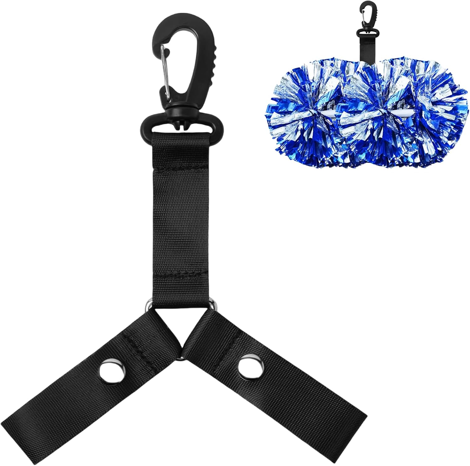 Cheerleading Pom Pom Holder with Snap Closure Hanger for Backpacks.