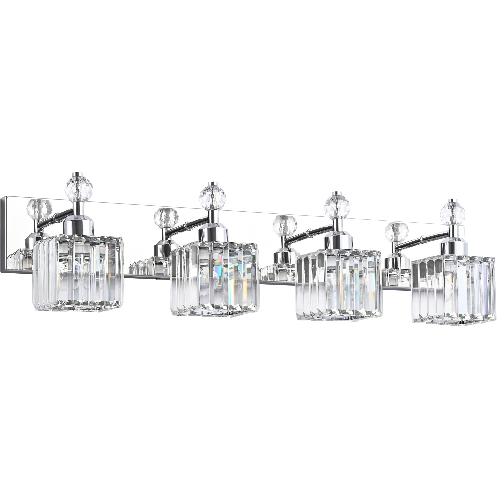 PRESDE Bathroom Vanity Light Fixtures, Modern Crystal Chrome 4 Light