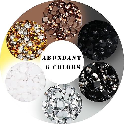 Vista 29 de 22800 diamantes de imitación arcoíris para manualidades, diseño de uñas, varios tamaños, diamantes de imitación con parte trasera plana, diamantes