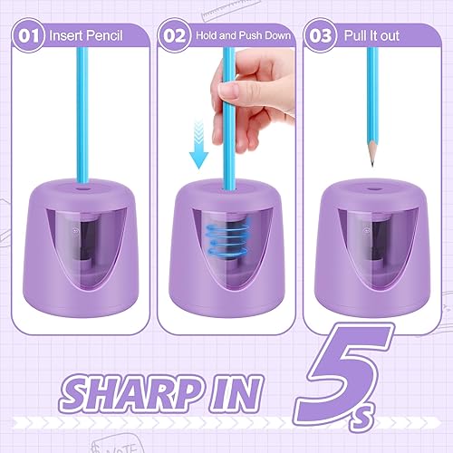 Miniatura 7 de Sacapuntas eléctricos para niños, bonito sacapuntas de colores pequeños para el aula en el hogar, sacapuntas de enchufe eléctrico, con suministros