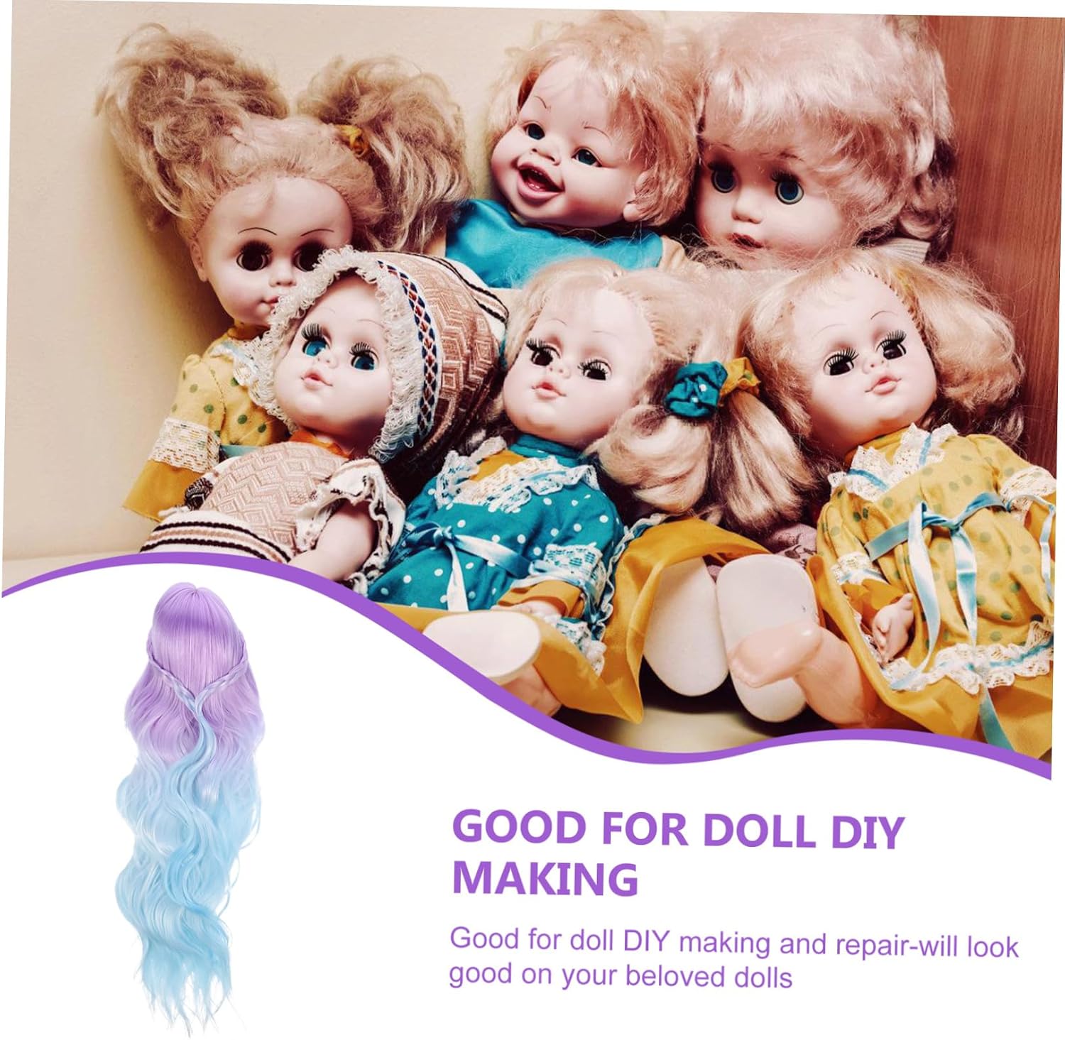 VILLCASE 2pcs Doll Wig Synthetic Fiber Gradient Hairpiece for Doll High-Temperature Material Soft and Skin-Friendly for Customizing Your Look