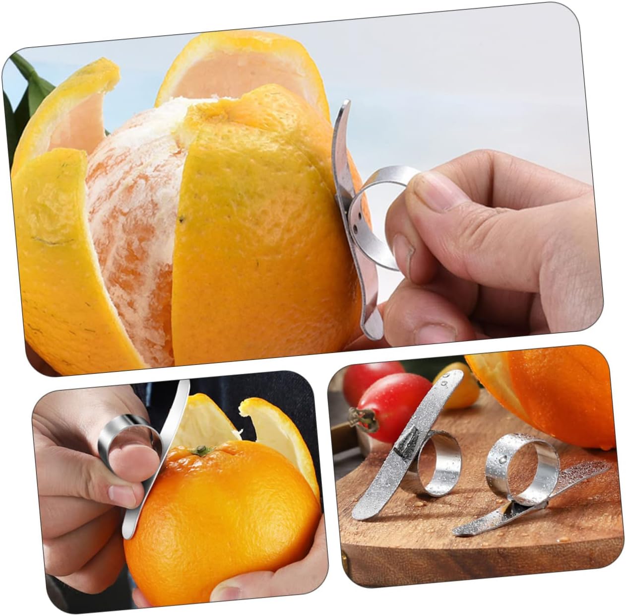 3sets Stainless Steel Orange Peeler Heavy Duty Fruit Peeler for Lemon and Practical Kitchen Tool Hanging Hook for Citrus Cocktails and Easy Peeling image 5