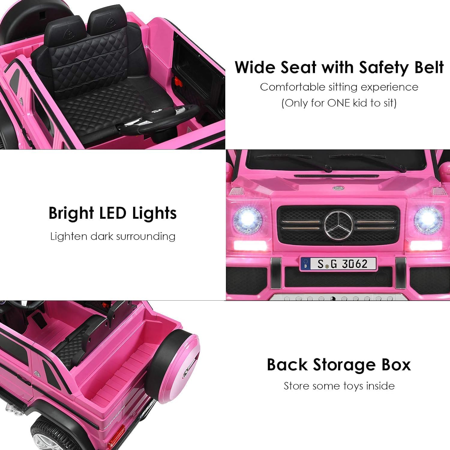 Licensed Mercedes-Benz Maybach G650S Ride On Car by OLAKIDS, 12V Kids Electric Vehicle with Remote Control 3 Speeds Wheels Suspension, Battery Powered Driving Toy with Music USB TF Horn (Bright Pink)