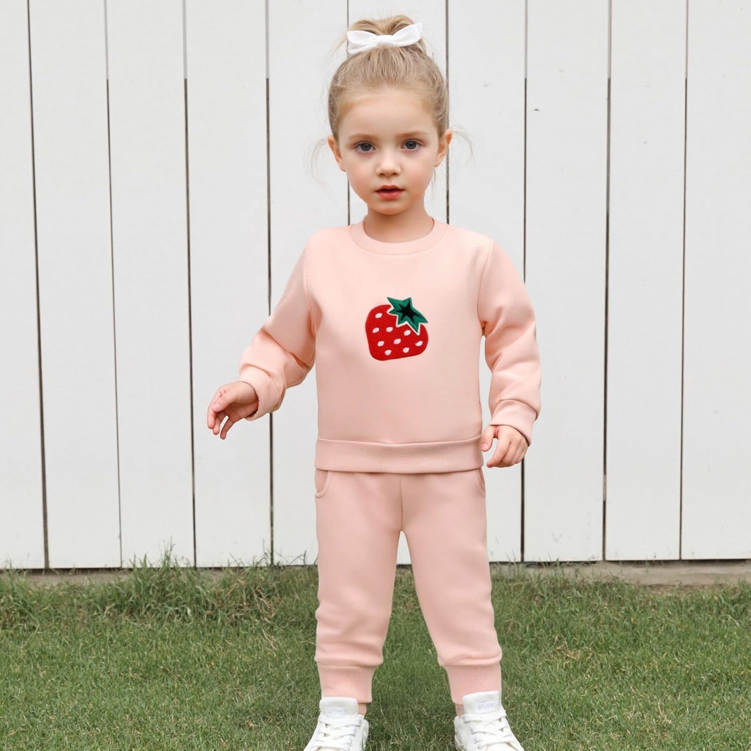Toddler Clothes for Baby Girls Cute Strawberry Long Sleeve Sweatshirt Pants Girls Warm Fall Winter Outfits Set - Image 2