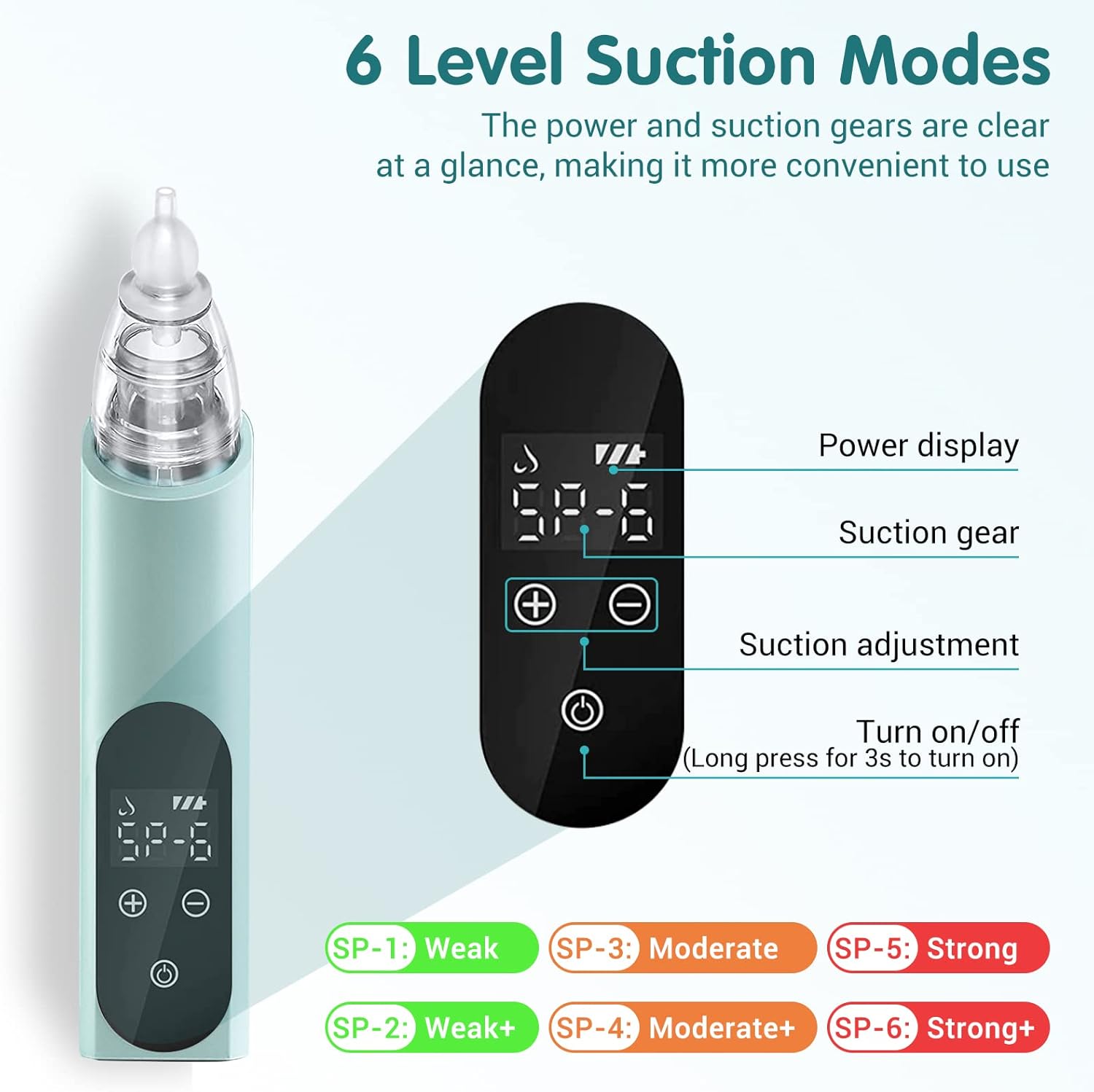 Ear Wax Vacuum Removal Tool, 6 Gear Strong Suction Electric Ear Cleaner Ear Vacuum Wax Remover, USB Charge Earwax Removal Kit Reusable Soft Silicone Ear Cleaning Kit Water Remover Tool (Blue)