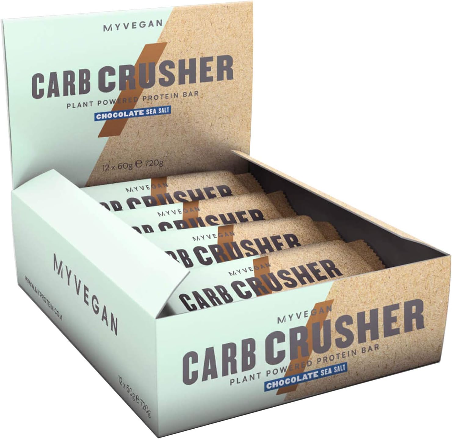 MyProtein Vegan Carb Crusher Chocolate Sea Salt, 60 g, Box of 12