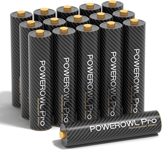 AA Rechargeable Batteries with Charger, POWEROWL Universal Battery Charger for AA AAA C D Battery, Type C & Micro USB Fast Charging