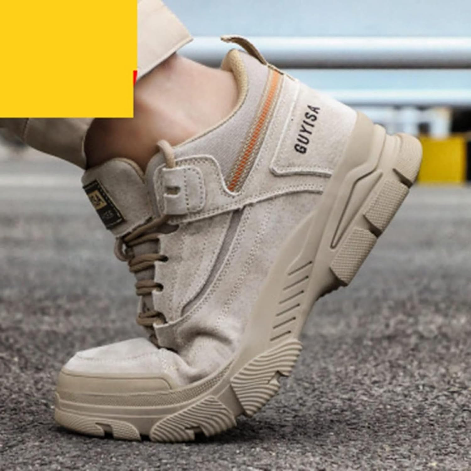 [LOKLNEYK] 安全靴 安全シューズ 耐熱 溶接靴 あんぜん靴 先芯入り 建築業者 丈夫 大きいサイズ 作業靴 カーキ セーフ