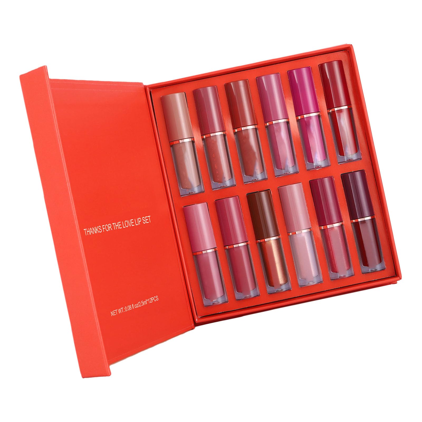 Waterproof Lip Care Gloss Set with 12 Colors Liquid Lipstick Comfortable Wear Skin Nourishing Elegant Packaging Long Lasting Lip Glosses