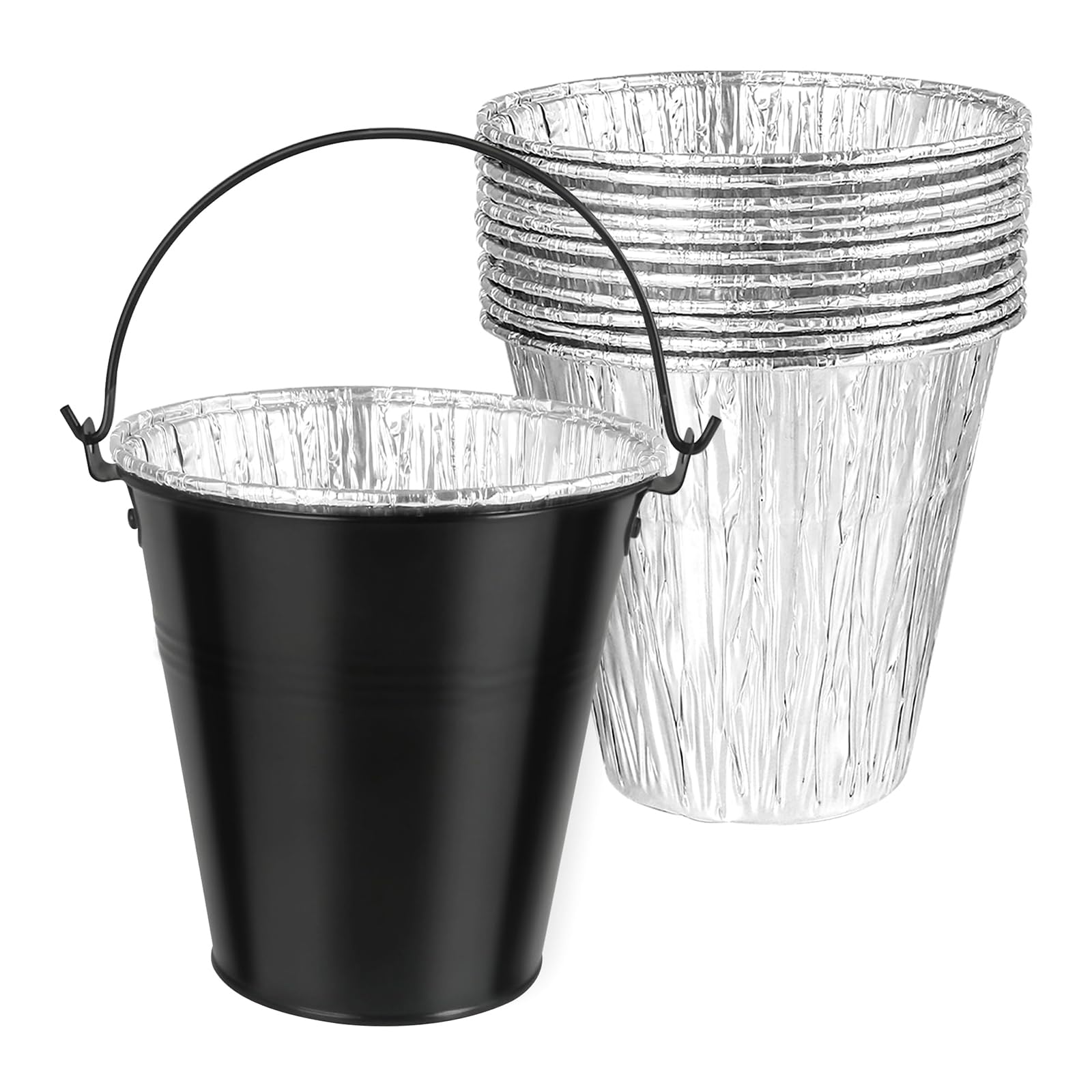 Whoasyst Grease Bucket with 20Pcs Replacement Foil Liners for Smokers Outdoor BBQ Grilling Oil Drip Catcher Grills Accessories Oil Catcher Bucket