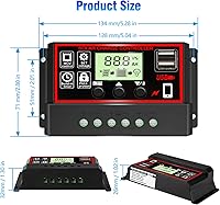 Vista 5 de Controlador de carga solar de 30A [Actualizado], regulador inteligente de batería de panel solar negro con puerto USB dual 12V/24V PWM, parámetro