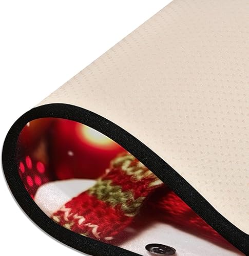 Miniatura 4 de xigua Alfombra de muñeco de nieve de Navidad  Alfombra lavable de 2 x 6 pies con parte trasera de goma, alfombra antideslizante para interiores,