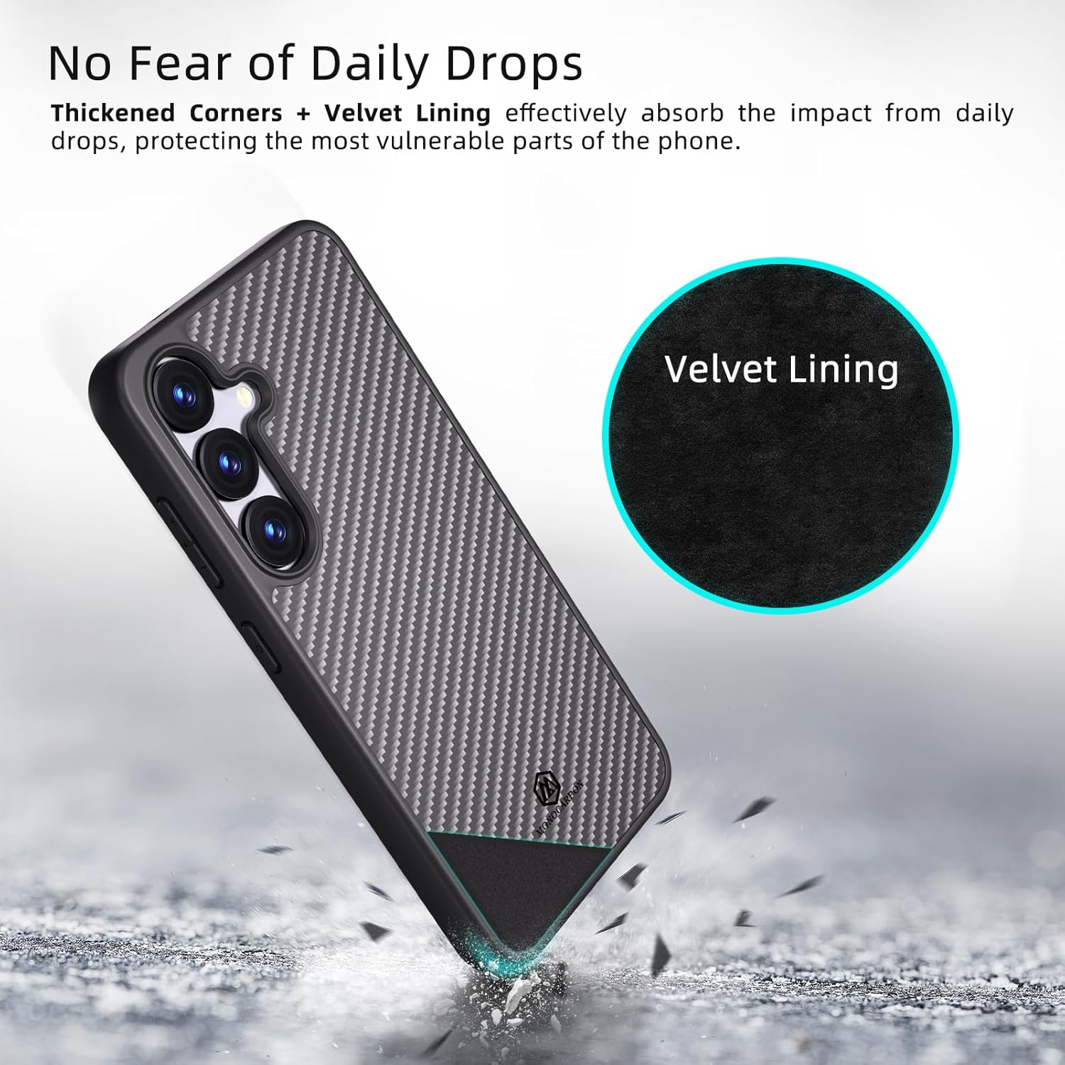 MONOCARBON Real 3K Carbon Fiber Case for Samsung Galaxy S25 Plus (6.7"),Magsafe Compatible,Military-Grade Drop Protection Hard Cover,with Camera Frame & Screen Protection Edge
