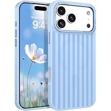 DOMAVER for iPhone 17 Pro Max Case Cute Striped Phone Case Compatible with MagSafe, Slim Translucent Aesthetic Protective Bumper Shockproof Cover for Women Girl for 17 Pro Max 6.9", Light Blue