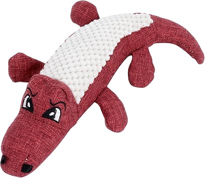 Derefine Dog Toys, Simulation Shape Plush Stuffed Bite Resistant Molar Pet Dog Toys, Relieves Boredom Squeaky Puppy Toy for Small Medium Dogs Mental Enrichment SuppliesRed