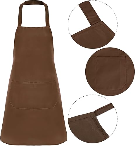 Miniatura 35 de Fengek Delantal con babero de 8 piezas para delantal de cocina unisex colorido a granel con 2 bolsillos espaciosos para cocina, barbacoa, pintura