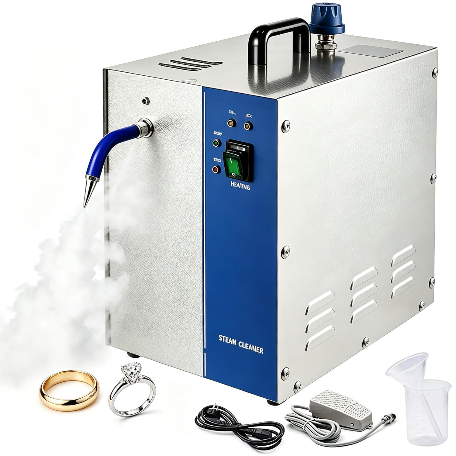 Limpiador de Joyas a Vapor Profesional, con depósito de Agua Grande de 2L/4L, Alta presión de 135°C para Joyas de Oro, Plata, Gemas, Diamantes y Monedas de Metal 4L