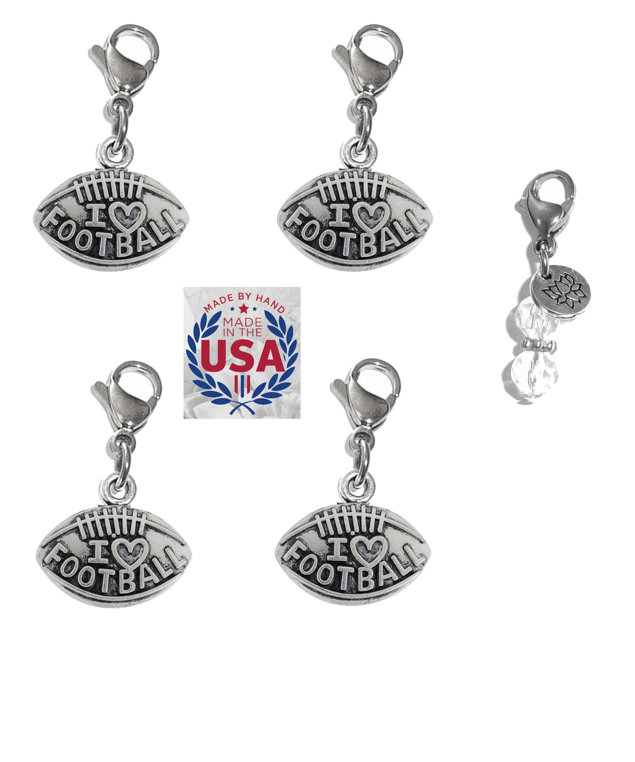 Hidden Hollow Beads 4 Clip On Charms for Purse, Handbag, Keychain, Zipper Pull, Backpack, Jewelry Accessory, USA
