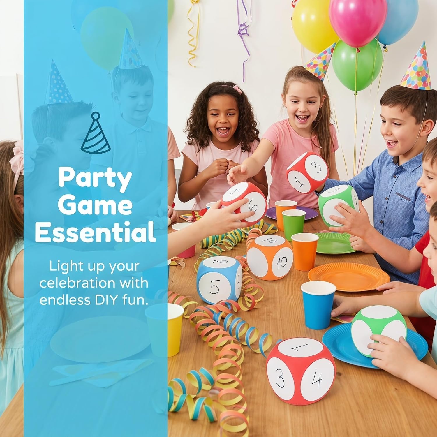 Garneck 4Pcs Large Foam Blank Dice 3.93In Rounded Writable Cube Set for Classroom Math Games Party Activities Lawn Play Educational DIY Toy