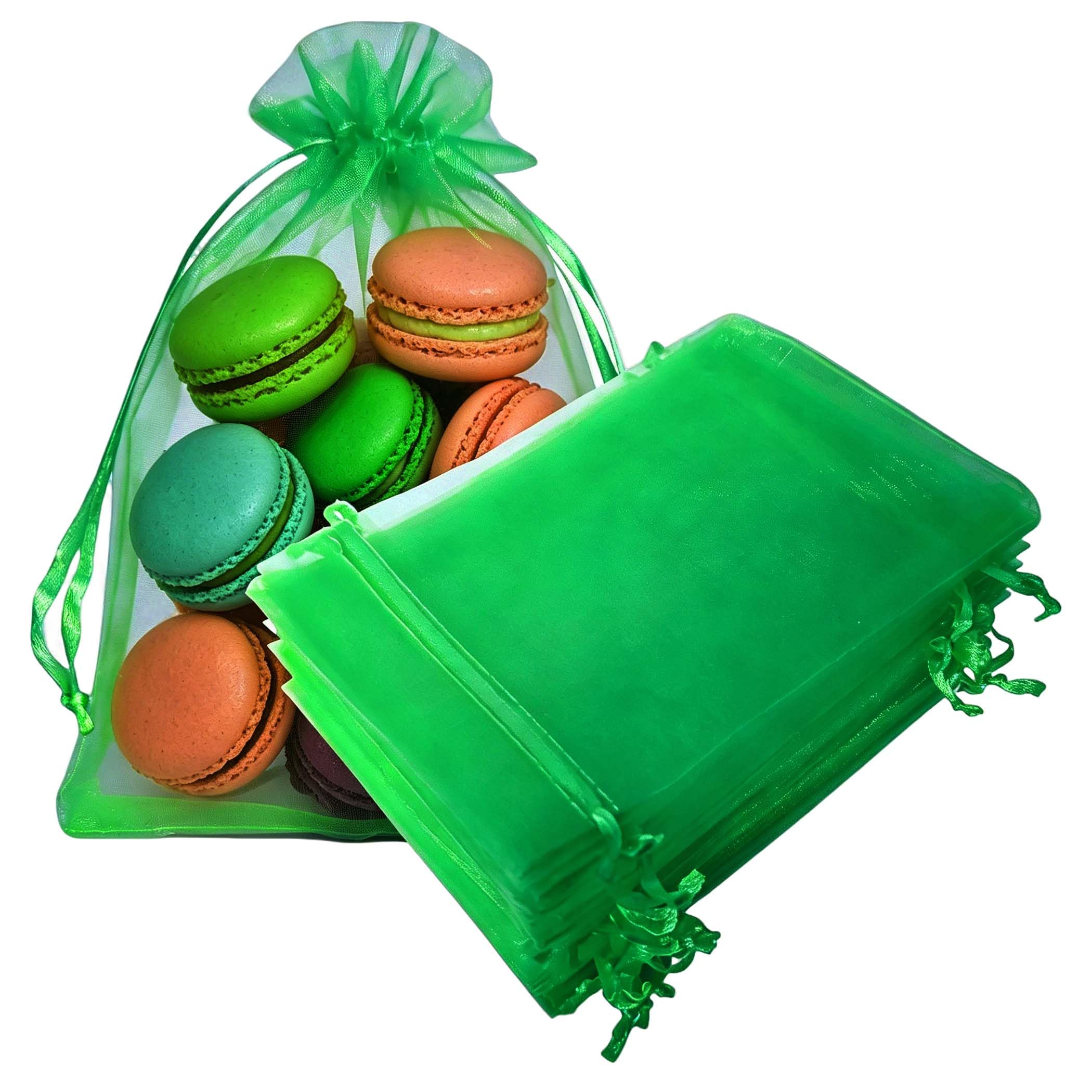 50 Pc Gift Organza Bags with Drawstring 4x6 inch Green for Baby Shower,Christmas,Party Favors,Birthday,Wedding,Holiday,Santa,Bridal Shower Sheer