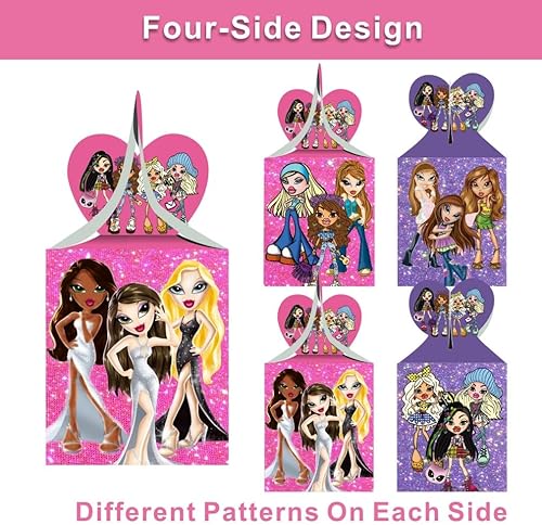 Miniatura 3 de Tuklye 12 cajas de regalo de fiesta Bratz, suministros de fiesta de cumpleaños Bratz para decoraciones de fiesta de niñas