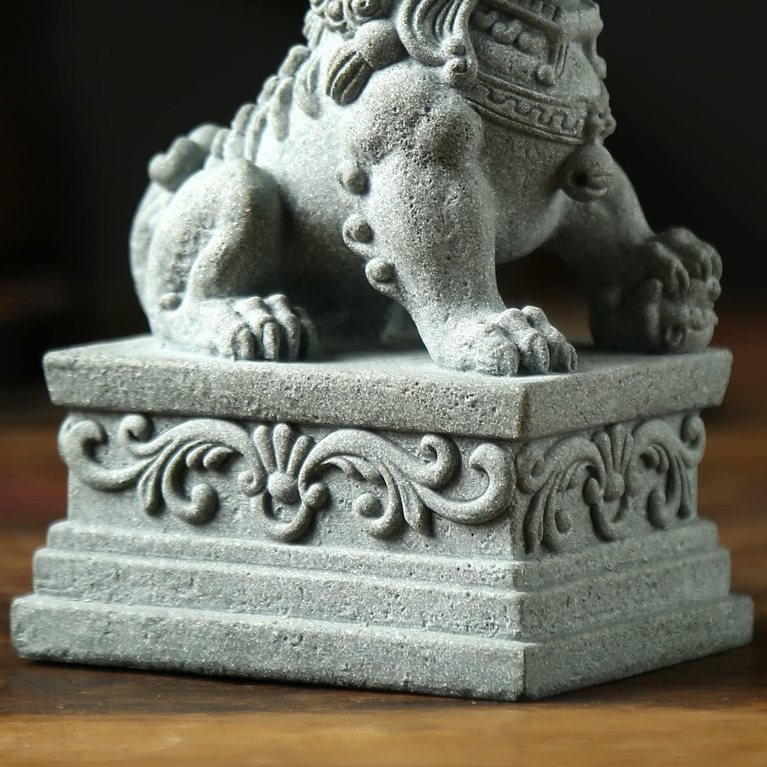 Foo Dogs Statues Pair Guardian Lion Statues Fu Foo Dogs Stone Chinese Feng Shui Decor Housewarming Congratulatory to Ward Off Evil Energy (L)
