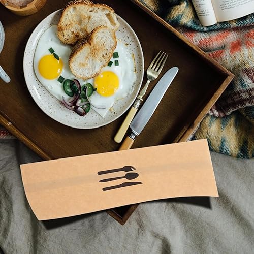 Miniatura 7 de DOITOOL 100 bolsas de papel kraft para cubiertos para fiestas, bodas y eventos, fundas seguras y sanitarias para utensilios para decoración de mesa