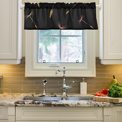 Miniatura 3 de FRODOTGV Dandelions Flying Weeds Wind Window Valance Curtains for Kitchen Window Kitchen Window 54 by 18 Inch Cabinet Curtains for Under Kitchen