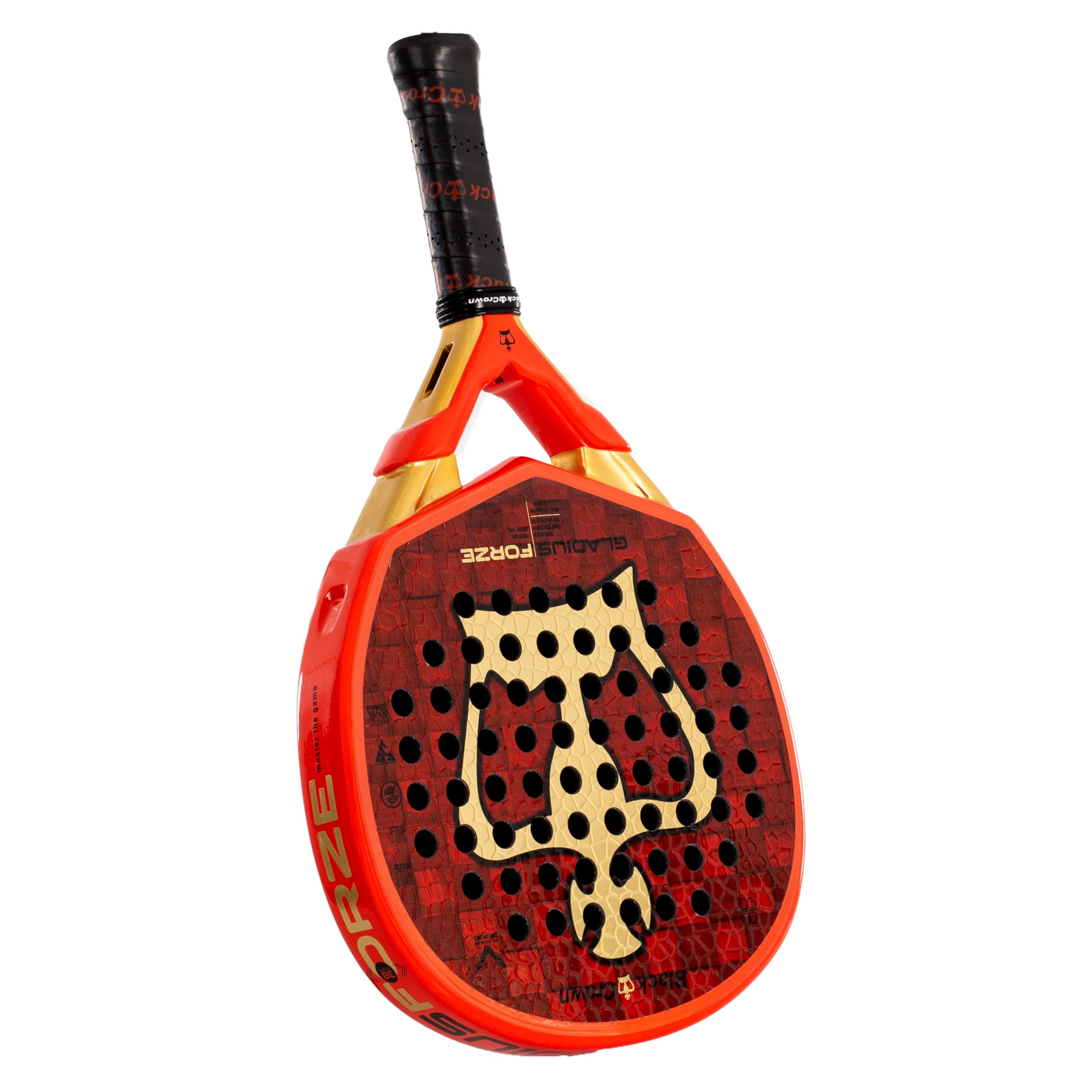Black Crown - Pala de Pádel Gladius Force - 18K Alucarbono + 3K Carbono - Goma Hard EVA Black - Forma híbrida - Potencia 60% y Control 40% - Jugadores intermedios y avanzados - Peso 355-370g