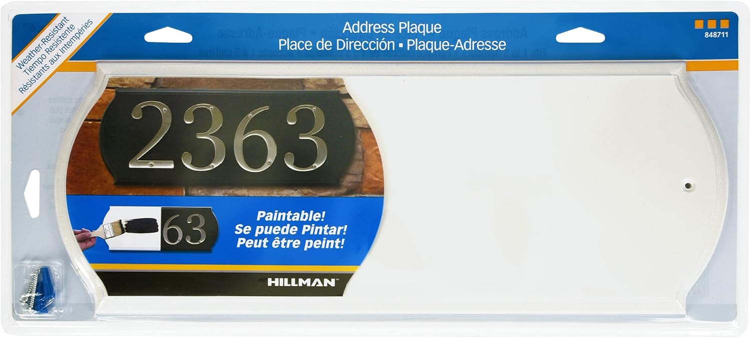 White Paintable PVC and Wood Address Plaque with Hardware