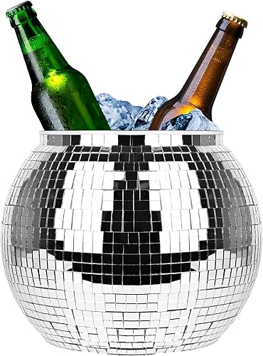 Bola de hielo de discoteca, tinas de bebidas, taza de bola de discoteca para fiestas, cubo de bebida retro grande para cerveza, cóctel, vino,