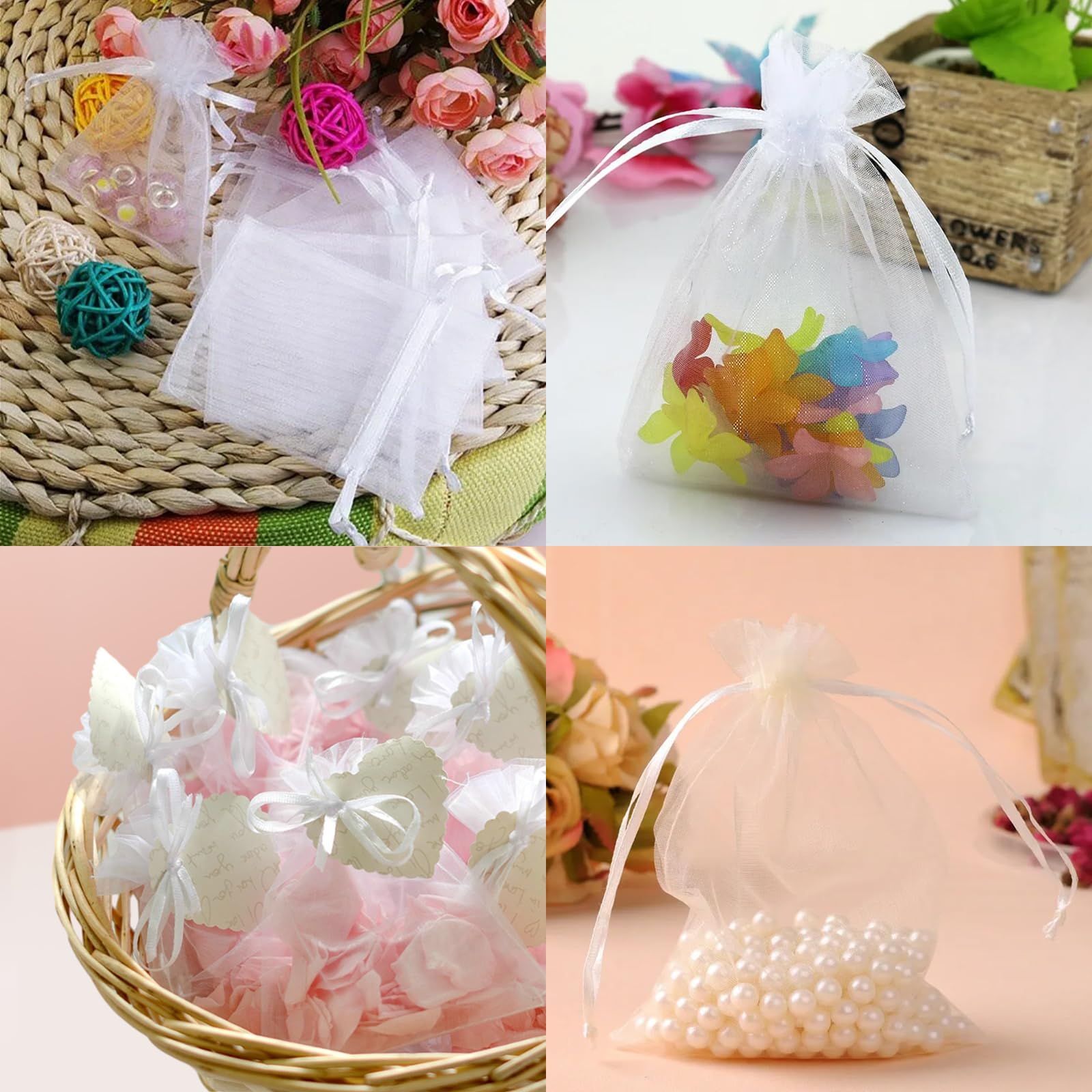 50 Organza Säckchen 10x15cm - Bunte Geschenkbeutel Mit Kordelzug