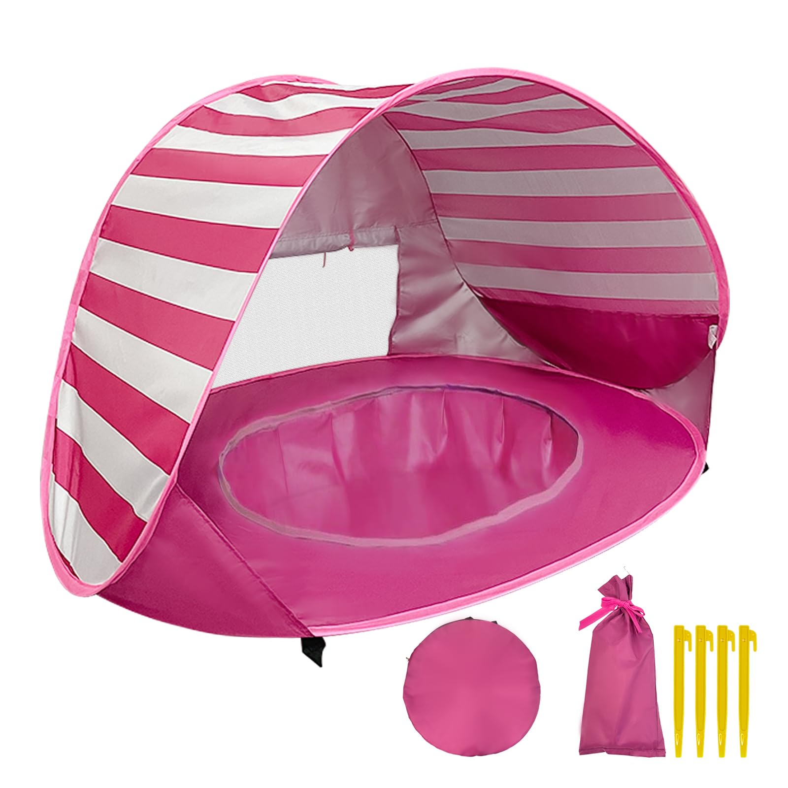 YORFULL Tente de Plage Bebe Anti UV 50+, Tente Bebe Portable avec Mini Piscine, Adaptée à la Plage et au Camping, avec Sac de Transport Sports et Loisirs