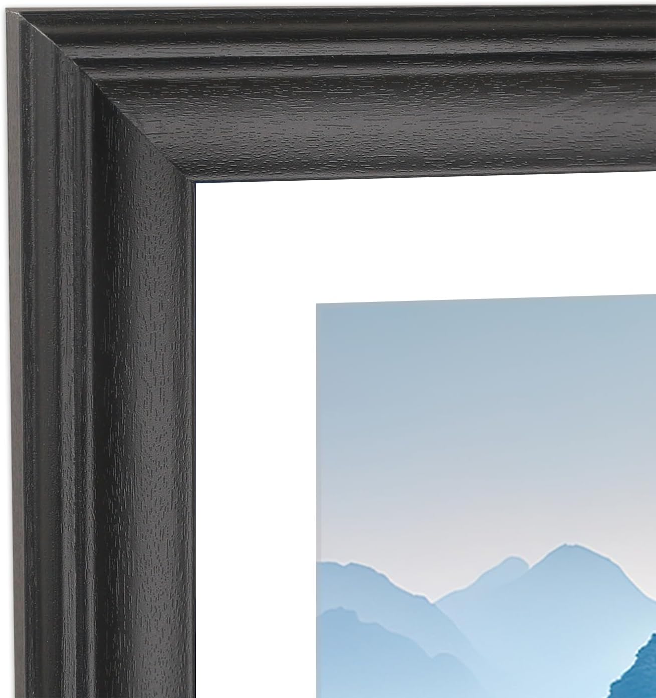 22x31 Panoramic Picture Frames Solid Wood ,With White Mat ,Fit 19x28 inch Photos with Mat or 22x31 without Mat，Poster Frame 22x31Photo Frames Family Wall 19x28 Picture Frame Black (L23B2231W1928)