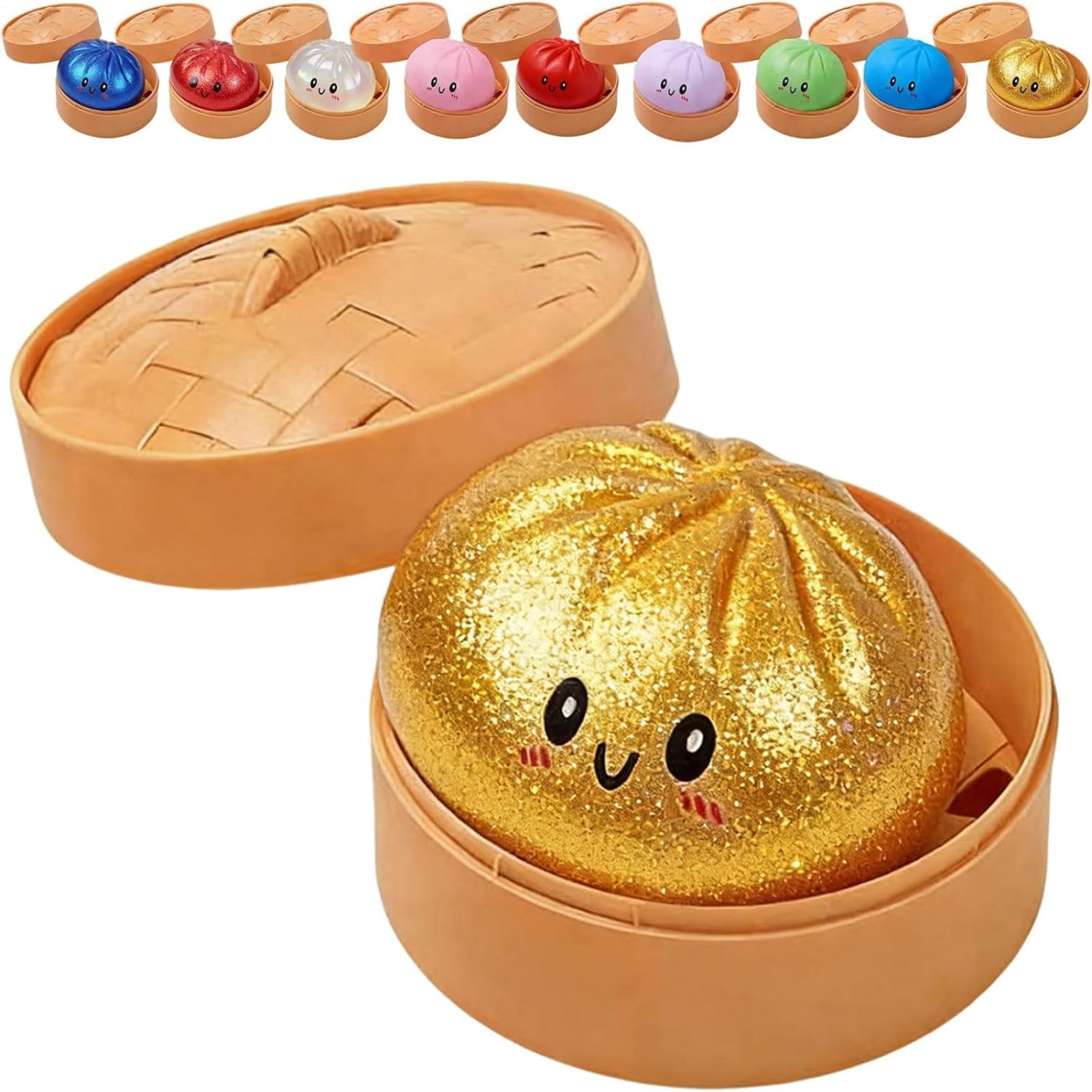 Giant Glitter Dumpling Squishy - Glitter Dumpling Squishy with Box, mysterys Squishys Dumplings Box, Juguetes Antiestrés para Adultos Y Adolescentes, Rellenos para Cestas De Pascua — view 15