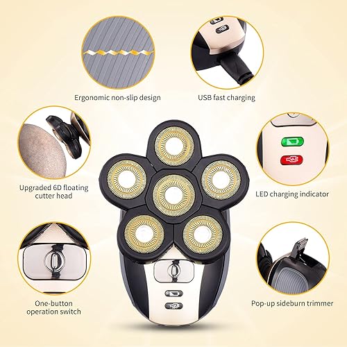 Miniatura 2 de Maquinilla de afeitar eléctrica para hombres  Mejora 5 en 1 afeitadoras para hombres  Kit de afeitadora multifuncional de cabeza calva  Afeitadoras