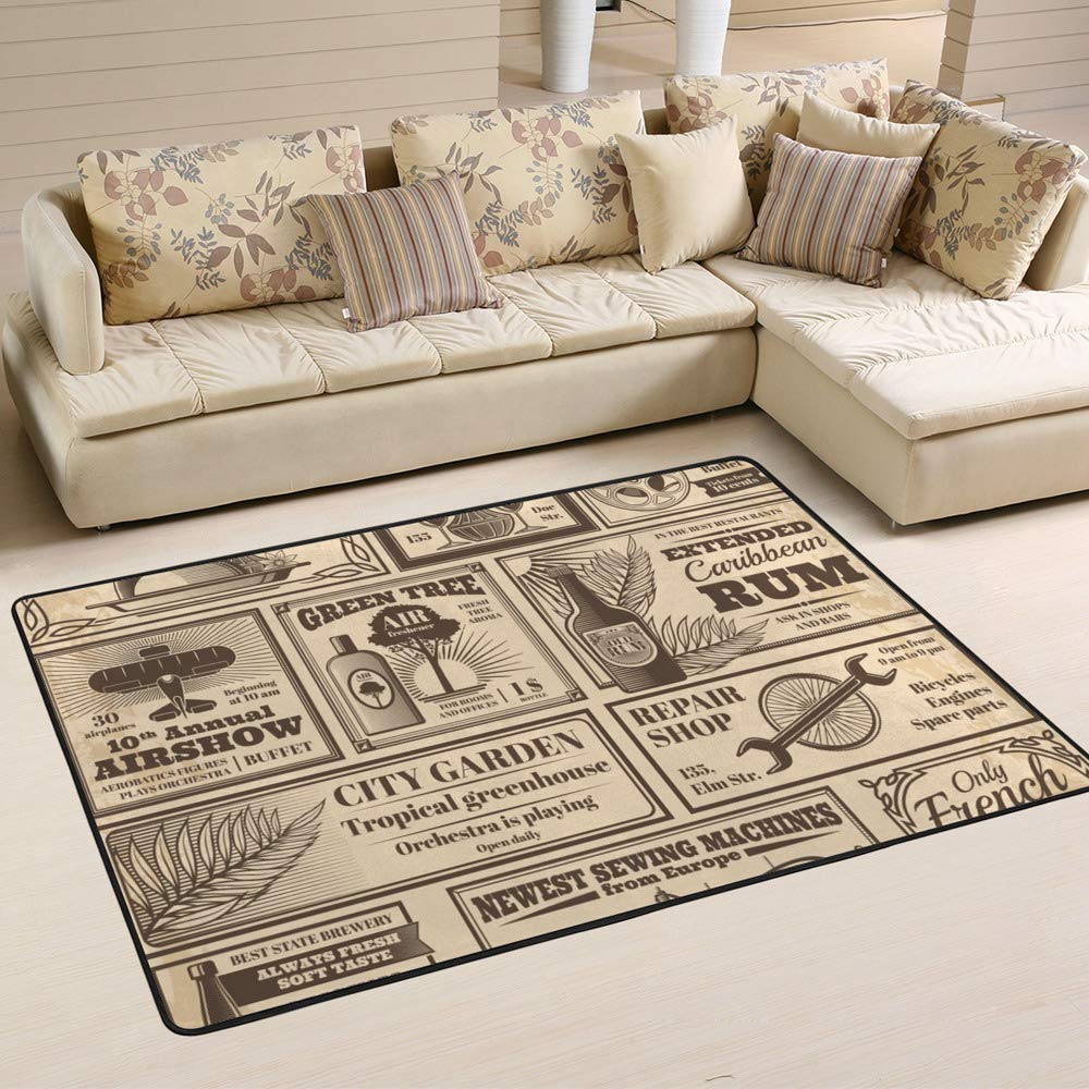 Tapis de style journal rétro facile à nettoyer pour en finir avec les taches