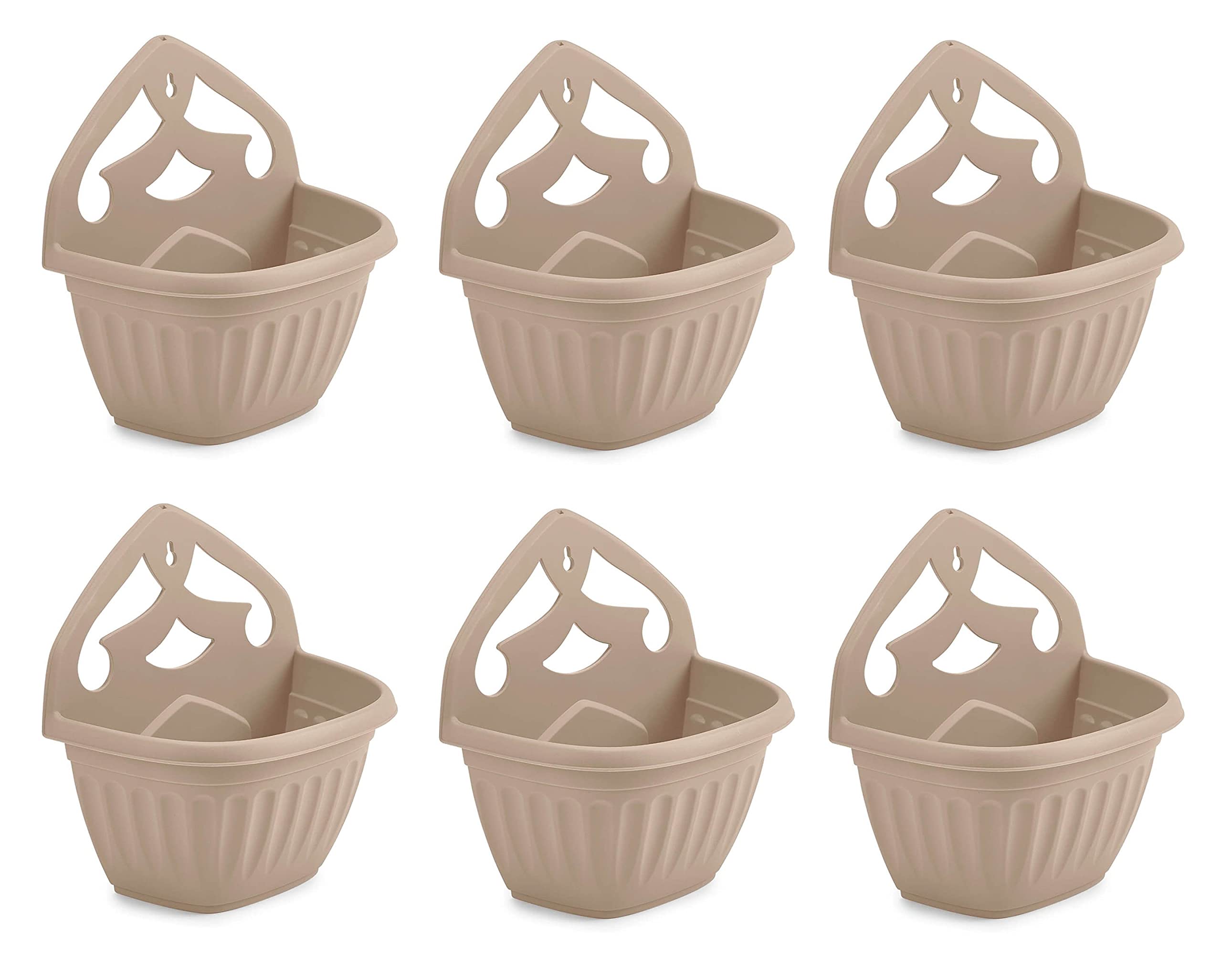Homion Taupe Brown Athens Wall Flower Planter Garden Plant Wall Mount Basket 32Cm Taupe Colour (6)