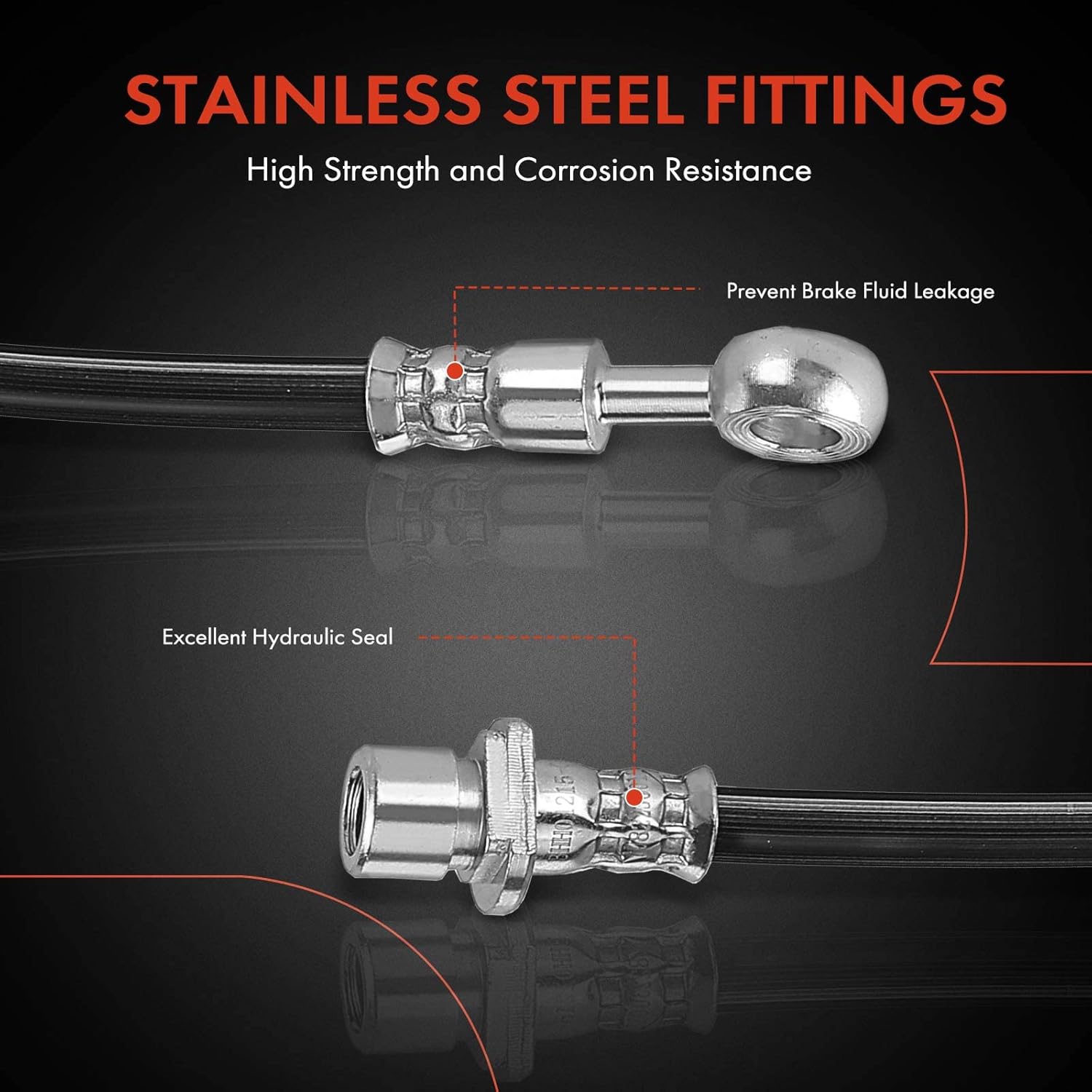 A-Premium Front Passenger Brake Hydraulic Hose Compatible with Honda and Acura Models - Accord 1998-2002, TL 1999-2003, CL 2001-2003 - Replace# 01464S84A01