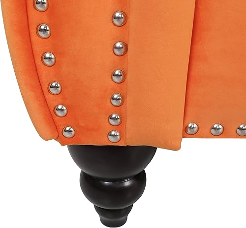 Miniatura 59 de RARZOE Sofá biplaza tradicional Chesterfield, moderno y vintage Chesterfield con botones capitoné de terciopelo con ribete de cabeza de clavo,