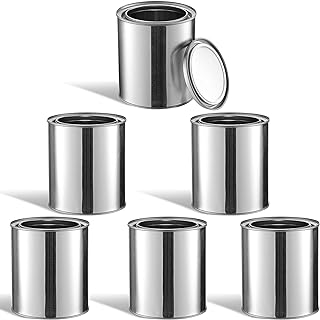 6PCS Metal Paint Cans, Empty Unlined Paint Cans with Lids, Quart Metal Paint Pails for Crafts DIY Projects, Multipurpose Storage Containers for Paints, Solvents, Adhesives