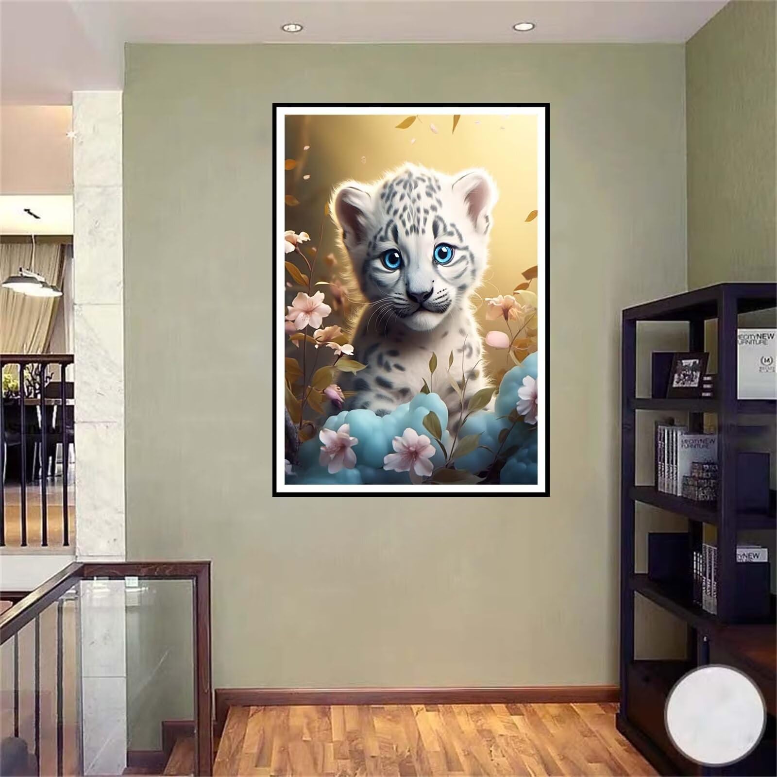 5D DIY Diamante Art Pintura kit Completo, Diamond Painting Adultos Niños Rhinestone Bordado de Punto de Cruz Artes Pintura Painting,Cuadros Decor para Cuarto, Sala de Estar - (Leopardo animal) 60x90cm