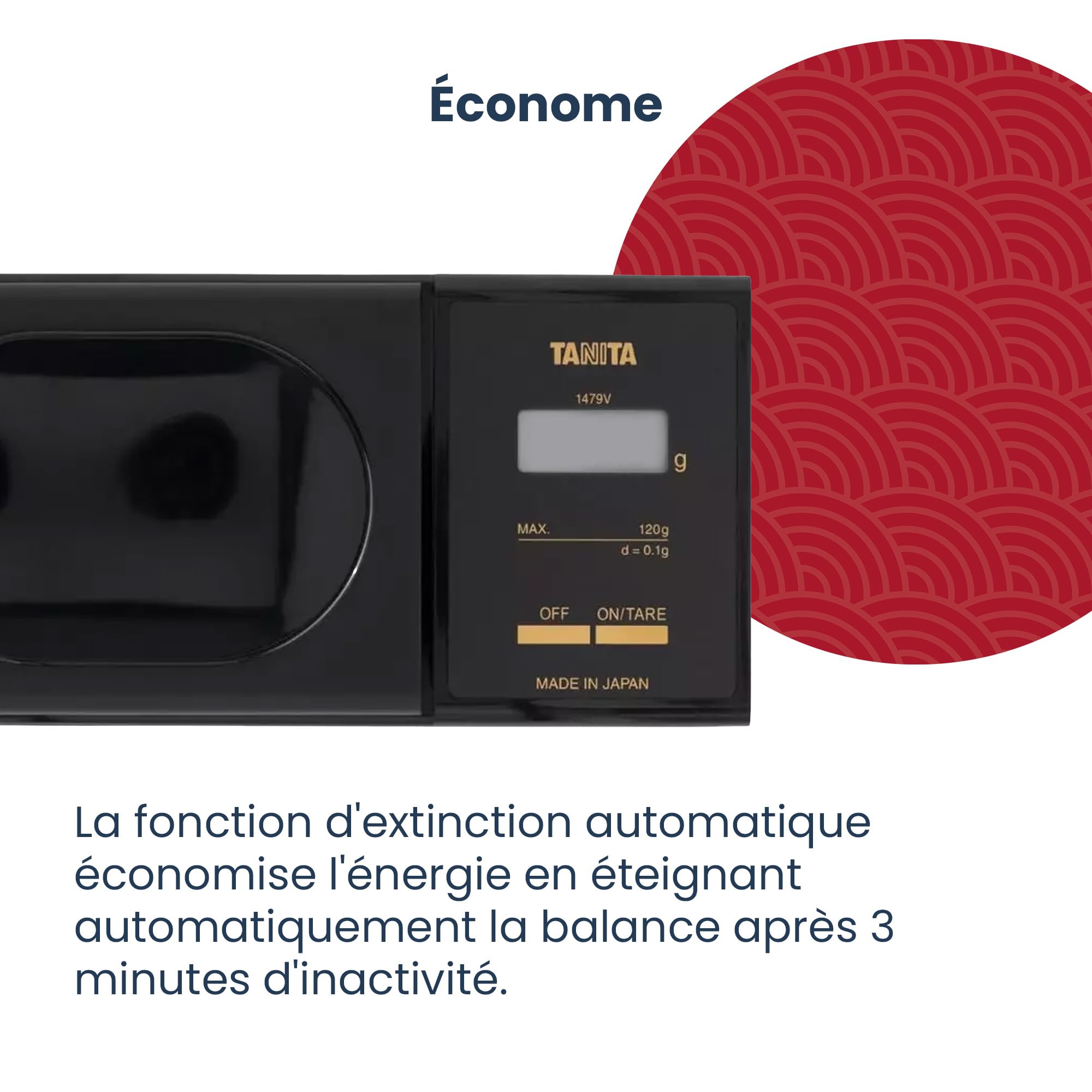 TANITA 1479V – Mini balance de précision 0,01 g – Fabriquée au Japon, capacité 120 g, design compact avec écran LCD