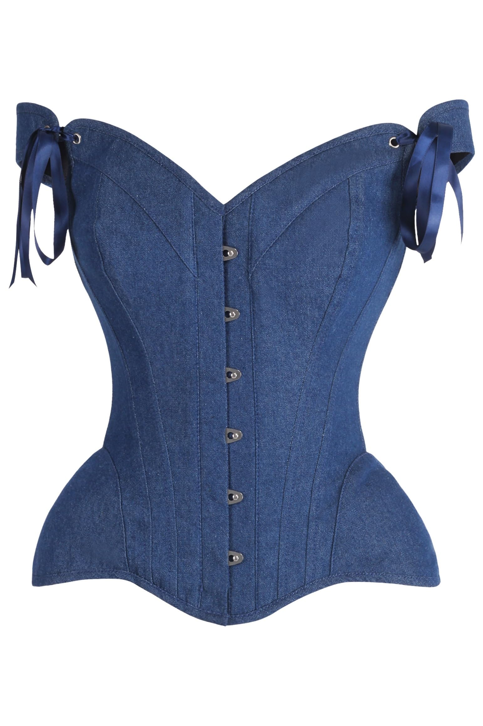 Daisy corsets womens Daisy Corsets Western Dark Blue Denim Steel Boned Corset Bustier Top With Straps