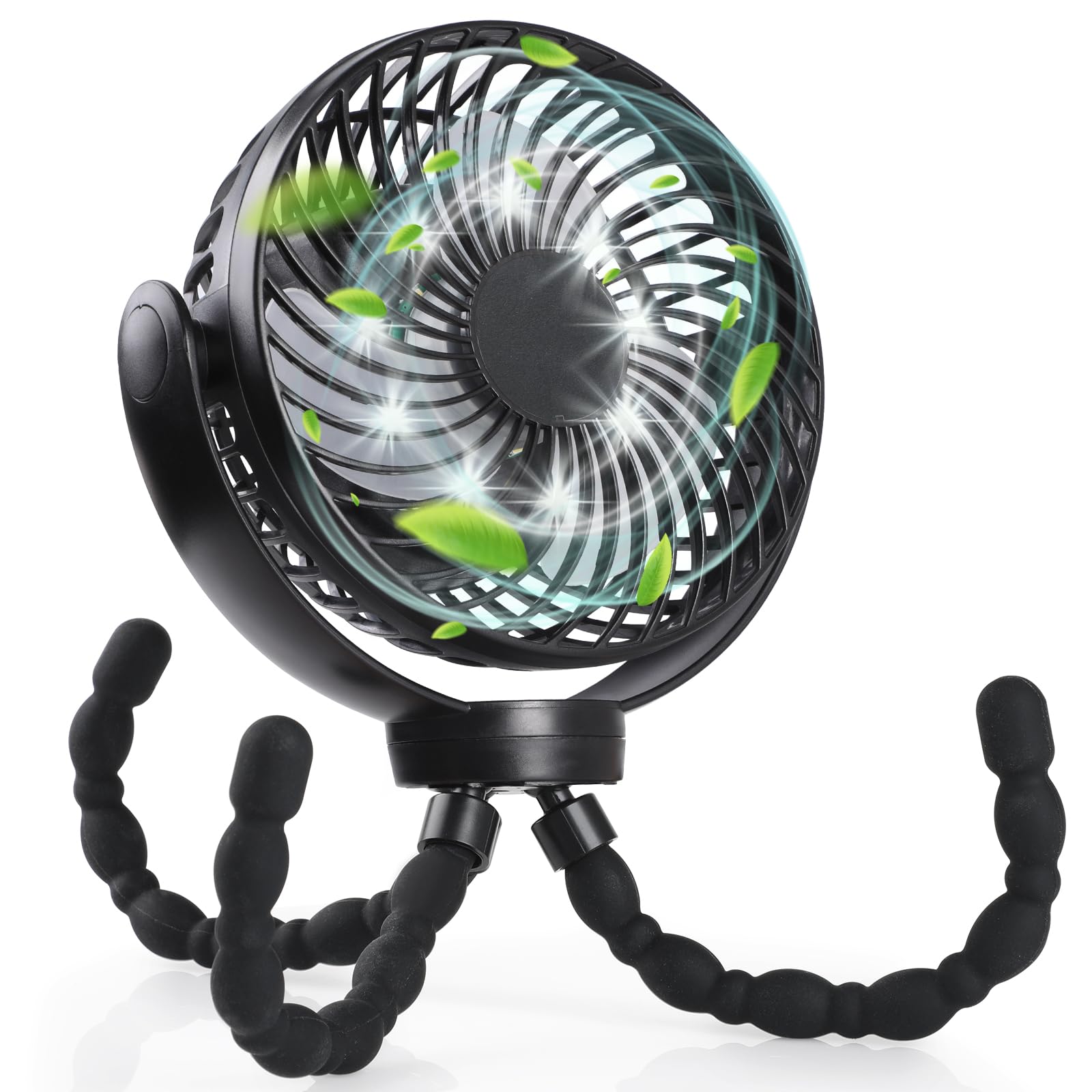 Ventilateur poussette bébé et camping USB Hianjoo nomade noir