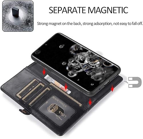 Miniatura 6 de Asuwish Funda de teléfono para Samsung Galaxy S20 Ultra Glaxay S20ultra 5G Wallet Funda desmontable con protector de pantalla de vidrio templado y