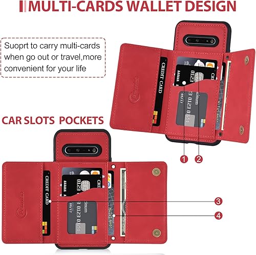 Miniatura 10 de Asuwish Funda de teléfono para LG V60 ThinQ V60ThinQ 5G G9 Thin Q Wallet Cover con protector de pantalla de vidrio templado y soporte de tarjeta de