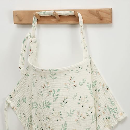 Blissful Diary Funda de lactancia de muselina para lactancia materna, cubierta transpirable con cuello de arco para mujeres, delantal de lactancia