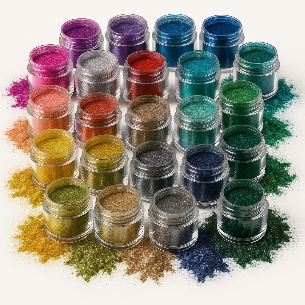 BALTIC DAY - 30 Chrome and Mica Powder Set - Metallic Mirror Effect Chrome Pigment Powder for Nails - Metallic Pigments for Epoxy Resin - Highly Concentrated